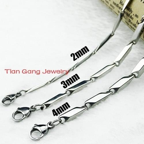 2/3/4mm wid choose Mens Necklace Brand New 316L Stainless Steel Silver Color Stick Link Chain Necklace High Polished