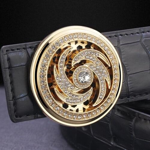 New Fashion rotate round buckle 3.8cm wide belt men High Quality men brand luxury designer Waist Strap cintos masculinos