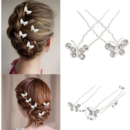 20Pcs Lots Wedding Bridal Crystal Wedding Butterfly Hair Pins Clips Bridesmaid Jewelry Accessories Wholesale