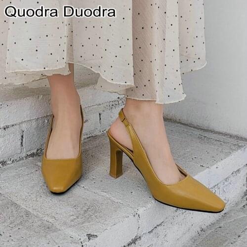 New basic shoes Womens Pumps With High Heels Woman Chunky Pointed toe pure Color pumps Casual Career shoes ladies Size 33-46 43