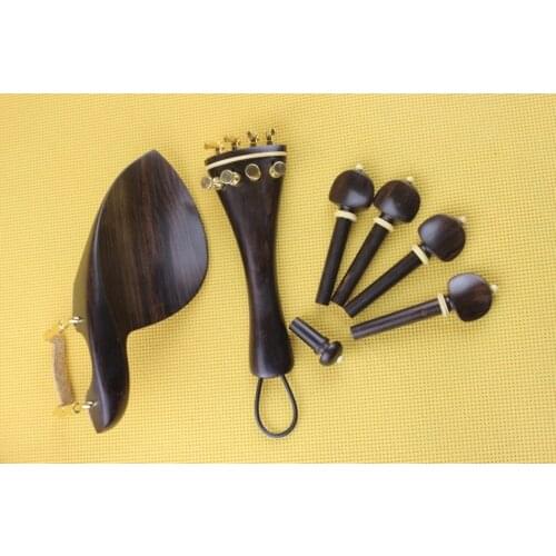 New top undyed ebony Luthier violin parts accessories 4/4 full size pegs, tailpiece, chinrest, endpin