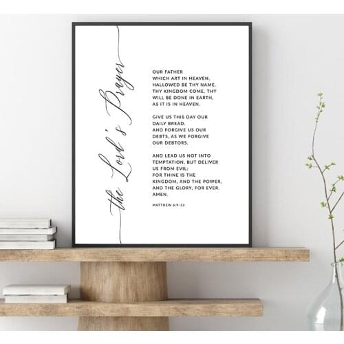 The Lords Prayer Matthew 6:9-13 Bible Verse Quote Canvas Painting Scripture Poster Modern Christian Wall Art Prints Home Decor