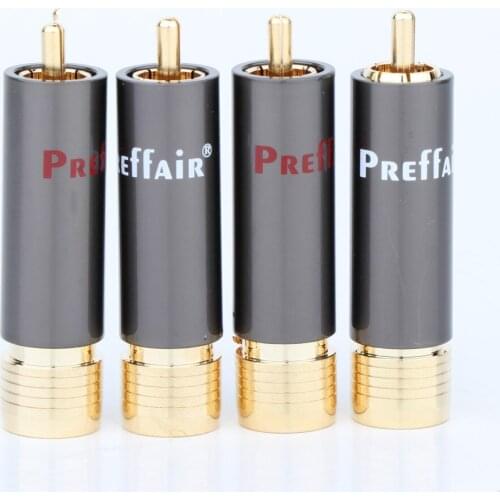 Preffair 4PCS R1713 High Performance Audio RCA Brass body and locking collet Connectors RCA connector plug