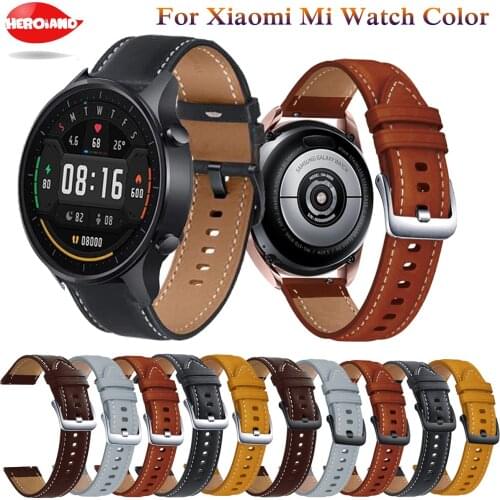 22mm Genuine Leather Strap Watchband For Xiaomi MI Watch Color Wristband Quick Releas Bracelet For Amazfit GTR 2e /GTR 47mm belt