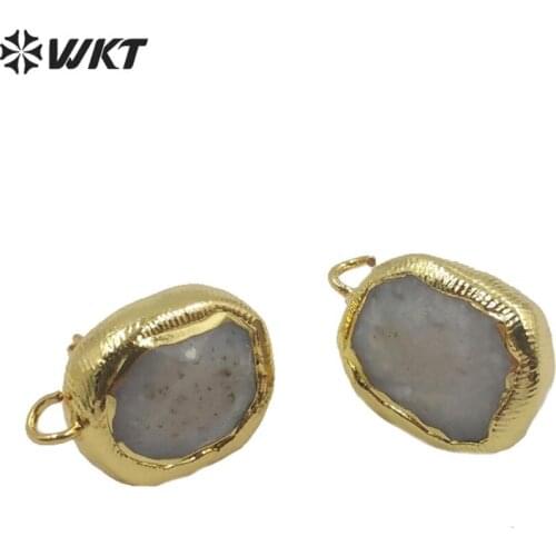 JFE30 WKT Natural Stone Earrings Gold Electroplate Pink Opal Earrings Accessories For Women DIY Earrings Fashion Jewelry Finding