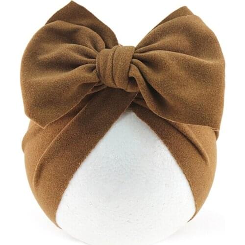 Newborn Big Bowknot India Hat Headwrap Solid Color Beanie Cap Bow Cotton Turban