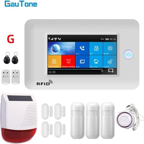 GauTone PG106 Home Security System Wireless Home GSM Alarm System Kit APP Control with Smoke Detector Outdoor Siren