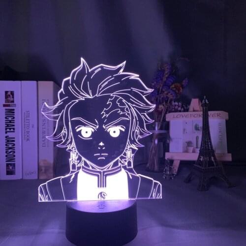 Demon Slayer Kimetsu No Yaiba Tanjiro Kamado Figure Led Nightlight 3D Desk Lamp for Kids Bedroom Decor Nightlight Child Gift
