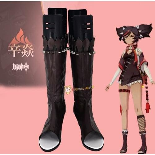 2021 Hot Game Genshin Impact Xinyan High Heel Cosplay Shoes Women Japanese Style Soft Sister Girls High Heels Cosplay Shoes