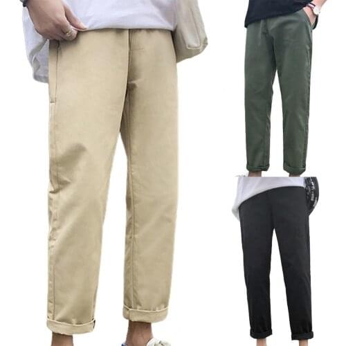 Solid Color Men Casual Pants Loose Sweatpants Men Long Trousers Tracksuit Sportswear Plus Size Straight Pants pantalones hombre