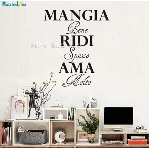 Vinyl Wall Sticker Mangia Bene ridi Spesso Ama molto New Design Home Decor For Living Room Bedroom Removable Art Mural YT551