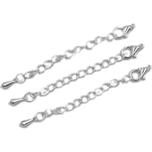 20pcs 50mm 70mm Silver Extended Extension Tail Chain Lobster Clasps Connector For DIY Bracelet Necklace Jewelry Findings Making