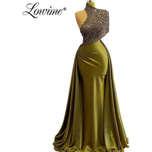 Green Mermaid Middle East Evening Dresses Formal Dresses 2020 Abendkleider Elegant Velvet Celebrity Party Dresses Prom Dress