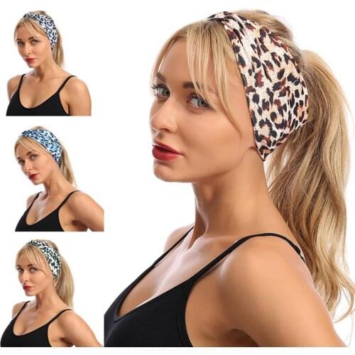 Women Headpiece Stretch 2020 Turban Hair Accessories Headwear Run Bandage Print Bands Gym Headbands Running Wide Headwrap Jogger