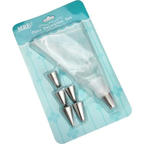 Free Shipping FDA High Quality 6pcs Stainless Steel Cake Decorating Nozzles Set with the coupler and piping bag(8set/lot)