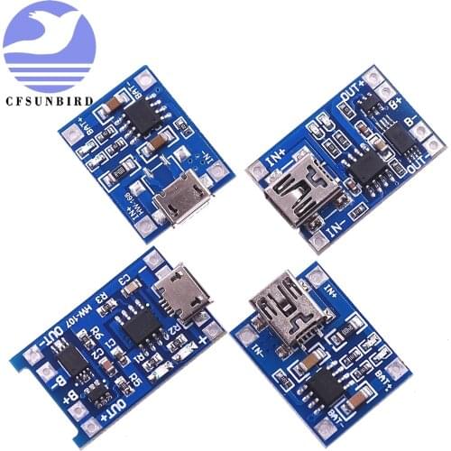 10 PCS 5V Micro/Mini 1A Micro USB 18650 Lithium Battery Charging Board Charger Module+Protection Dual Functions TP4056