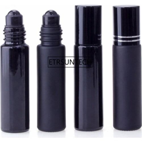 100pcs Black Glass Essential oil Roll On Bottle Vials Black jade Roller Ball For Perfume Aromatherapy F3145