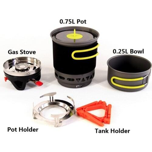 1000ML Camping Cookware Bowl Pot Pan Tableware Combination Gas Cooking System Outdoor Cooker Gas Stove Propane