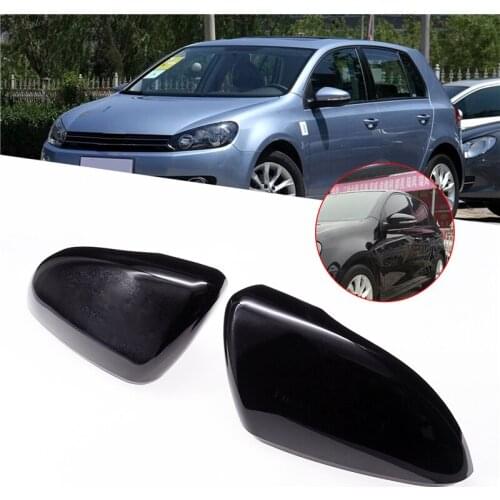 2 Pcs Bright Black ABS Car Rear View Mirrors Cover Protector Cap Accessories Fit For Volkswagen Golf 6 MK6 R VI 2009-2013