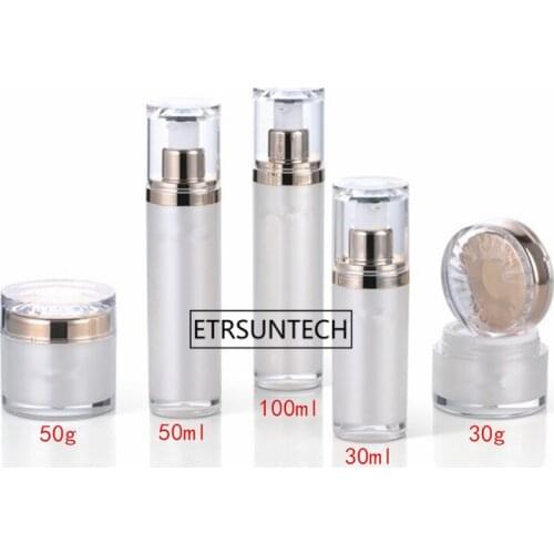 30pcs 30g,50g, Acrylic Cream Jar Empty Cosmetic Packing Container, 30ml 50ml,100ml Lotion Pump Bottle Clear Cap F3110