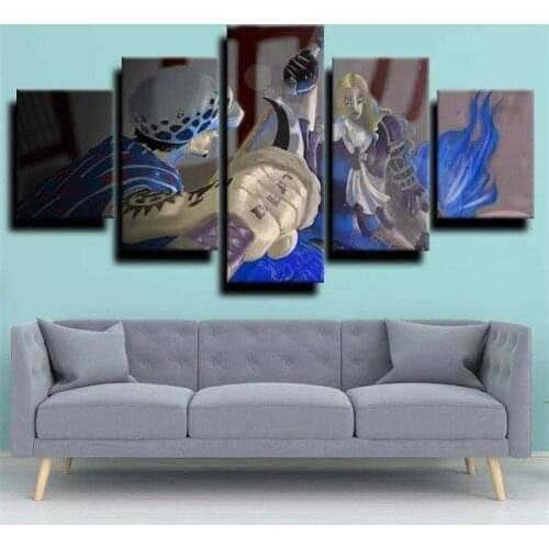 5 Piece Wall Art Canvas Anime Manga Prints Pirate King Figure Pictures And Posters Modern Home Decor Living Room Decoration