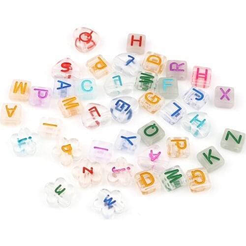 Acrylic Beads Capital Alphabet Letter Multicolor At Random Pattern Loose Spacer Beads DIY Bracelets Gift Handcraft,100-300PCs