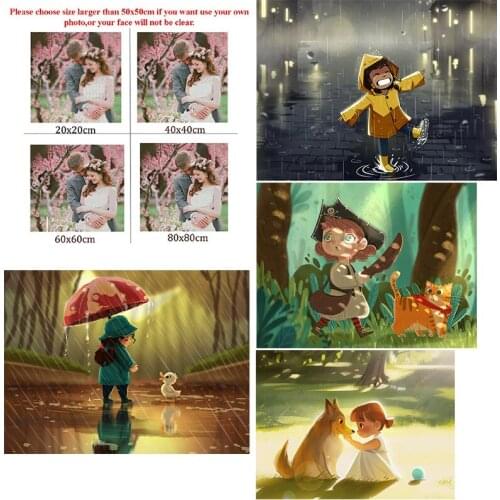 Diy Diamond Painting Custom Figure Painting Children and Small Pets Interact Square Diamond Cross Stitc Mosaic Home Decora