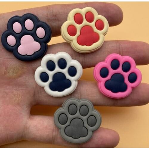 Free Shipping 1 Pcs Slipper Accessories Cartoon Animal Paw Print Colorful Cute Paw Prints Jibz For Croc Charms Kids Gifts