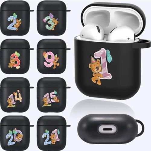 Earphone Case for Apple AirPods 1st 2nd Generation Anti-fall Bear Pattern Protective Bluetooth Wireless Earphone Cover