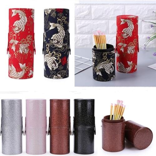 Retro Embroidery Travel Makeup Brushes Pen Holder Storage Cosmetic Brush Bag Brushes Organizer Make Up Tools