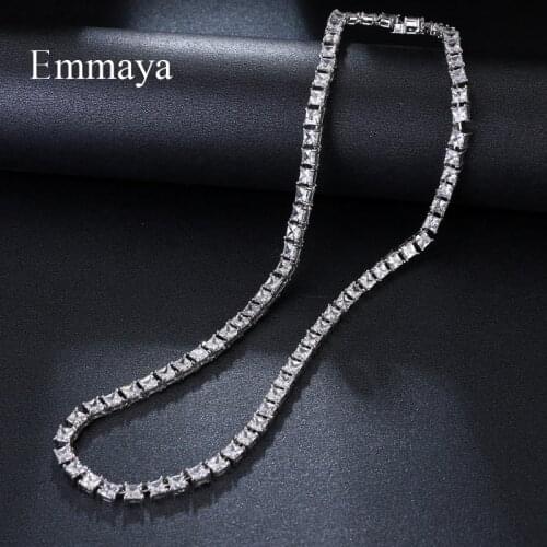 Emmaya Brand Luxury Elegance Inlay Square Cubic Zircon Charm Geometric Jewelry Necklaces For Woman Fashion Wedding Party Gift