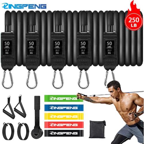 150LBS Wrapped Resistance Band Elastic Band Strength Training Rod Set Resistance Fitness Equipment Sports Belt Sports Equipment