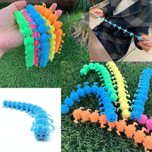 2Pcs Stress Reliver Toys Worm Noodle Stretch String TPR Rope String Fidget Autism Vent Squeeze Toy for Adults Kids Children