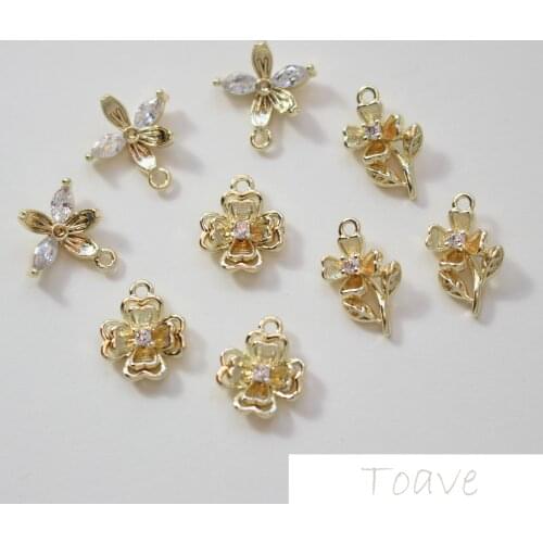 Exquisite and Compact Ultra-Small Flower Copper Plated 18K Real Gold DIY Ear Stud Material Accessories