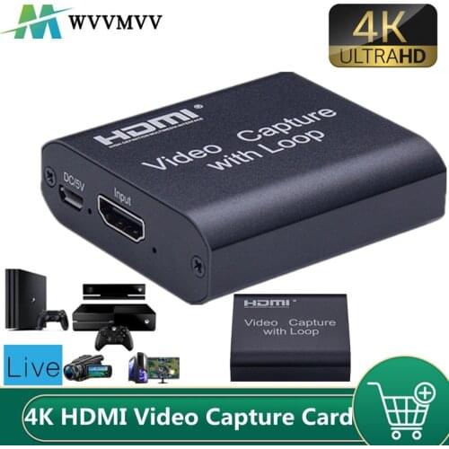 WVVMVV HD 4K HDMI Video Capture Card HDMI To USB 2.0 Video Capture Board Game Record Live Streaming Broadcast TV Local Loop