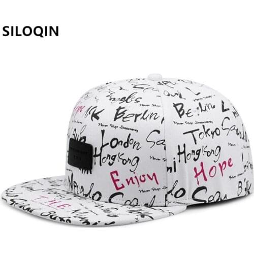 SILOQIN adjustable size casual sports cap personality hip hop caps for men women flat brim hat street dance letter print hats