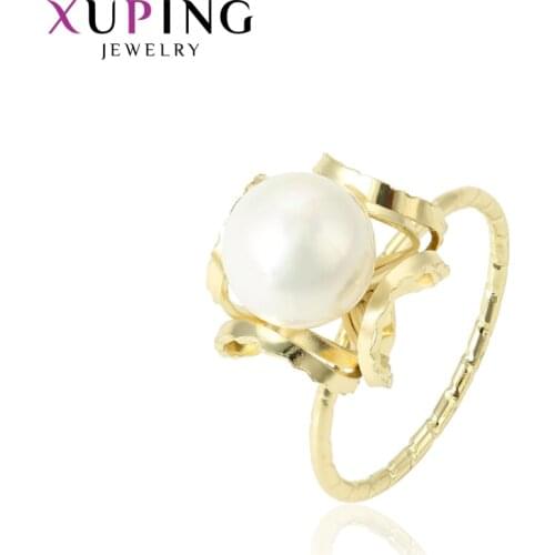 Xuping Fashion Rings Women Girls Imitation Pearl Exquisite Jewelry Simple Wholesale Christmas Party Gift 15426