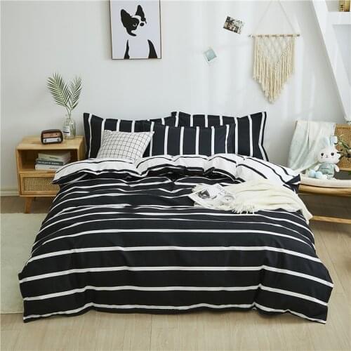 Nordic Style Black Bedding Set, Duvet Cover Pillowcase 3pcs 200x200,220x240 Quilt Cover, Striped Pattern King Size Bed Sets