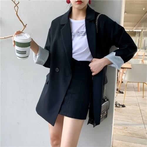 Korean Blazer Women 2019 Spring Autumn Women Blazers and Jackets Black Blaser Office Suit Clothes blazer feminina XQ074