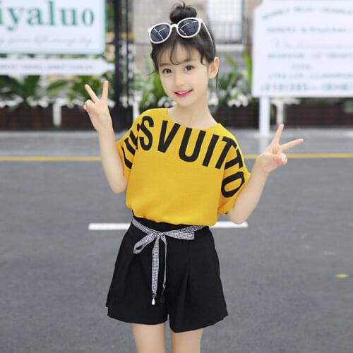 Girls Summer Clothes Suit 2021 Casual Clothing Set For Kids Children 6 8 12 Years Print Vest+Shorts 2PCS Outfits For Girls