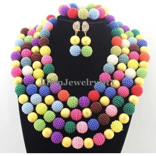 Fashion Masquerade Nigerian Wedding African Beads Jewelry Set Big Balls Chunky Women Costume Jewelry Set Free Shipping W12953