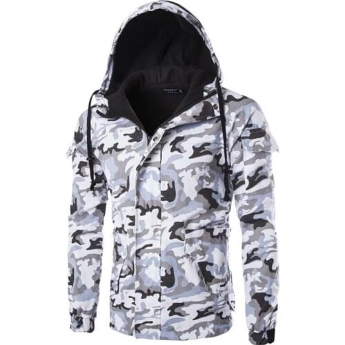 2021 Mens New British Camouflage Trend Hooded Cotton-Padded Jacket