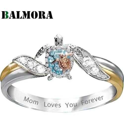Alloy Turtle Statement Ring For Women Men Mom Loves You Forever Ring Healthy Longevity Sea Turtle Birthstone Ring Jewelry Gift
