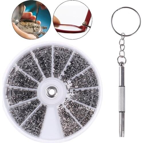 1Box (600pcs) 12 Kinds of Small Screws Nuts Assortment Kit M1 M1.2 M1.4 M1.6 screw for Watches Glassess Repair Tools tornillos