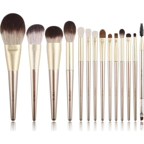 ZOREYA Natural Hair Makeup Brushes Set Gold Color Professional Kit Powder Foundation Blush Eyeshadow Makeup Brush Tool maquiagem