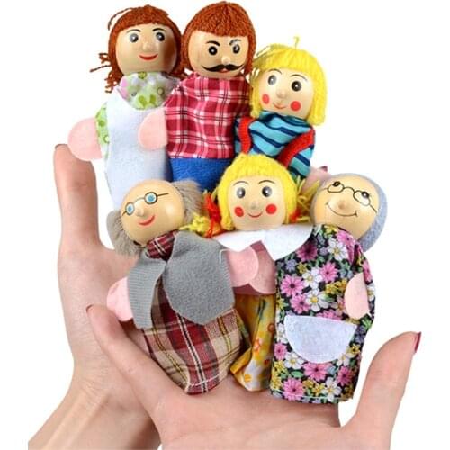 6 Pcs/Lot Finger Family Puppets Set Hand Puppet Cloth Doll Toys Mini Plush Doll Toys Grandma Dad Brother Educational Story Toys