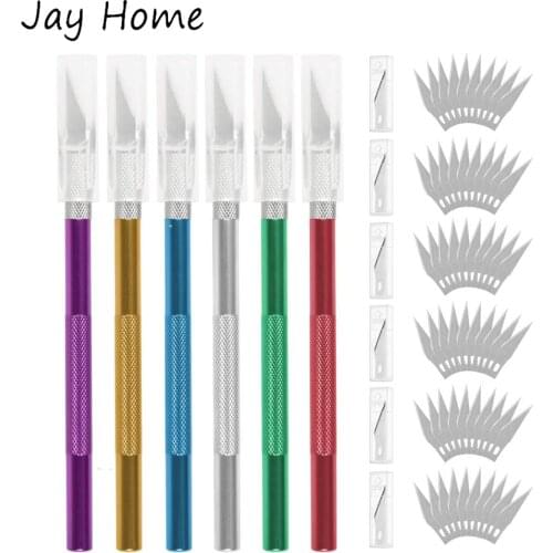 Non-Slip Scalpel Knife Tools Kit Cutter 6 Blades Engraving Craft knives Wood Paper Engraving Pen Craft Repair Sewing Supplies