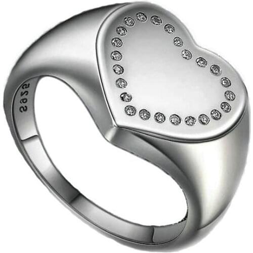 New spot s925 sterling silver ring female ring love heart-shaped ring zircon personalized index finger big ring PR52