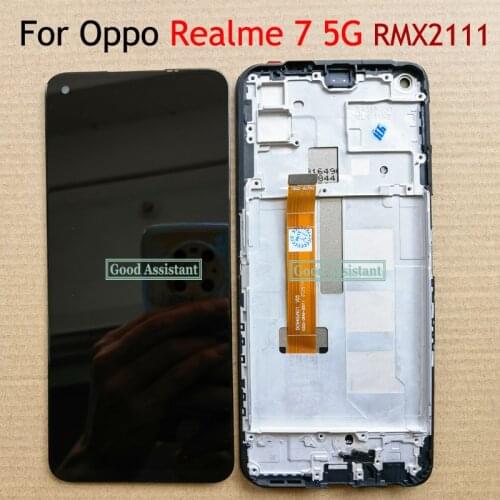 Original 6.5" Black For OPPO Realme 7 5G RMX2111 LCD Display Touch Screen Digitizer Assembly Repair Parts With Frame