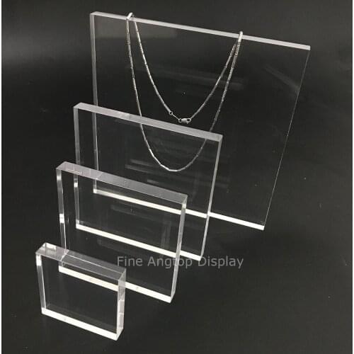 Clear Acrylic Square Display Base Jewelry Necklace Stand Holder Bracelet Rings Earrings Show Panel